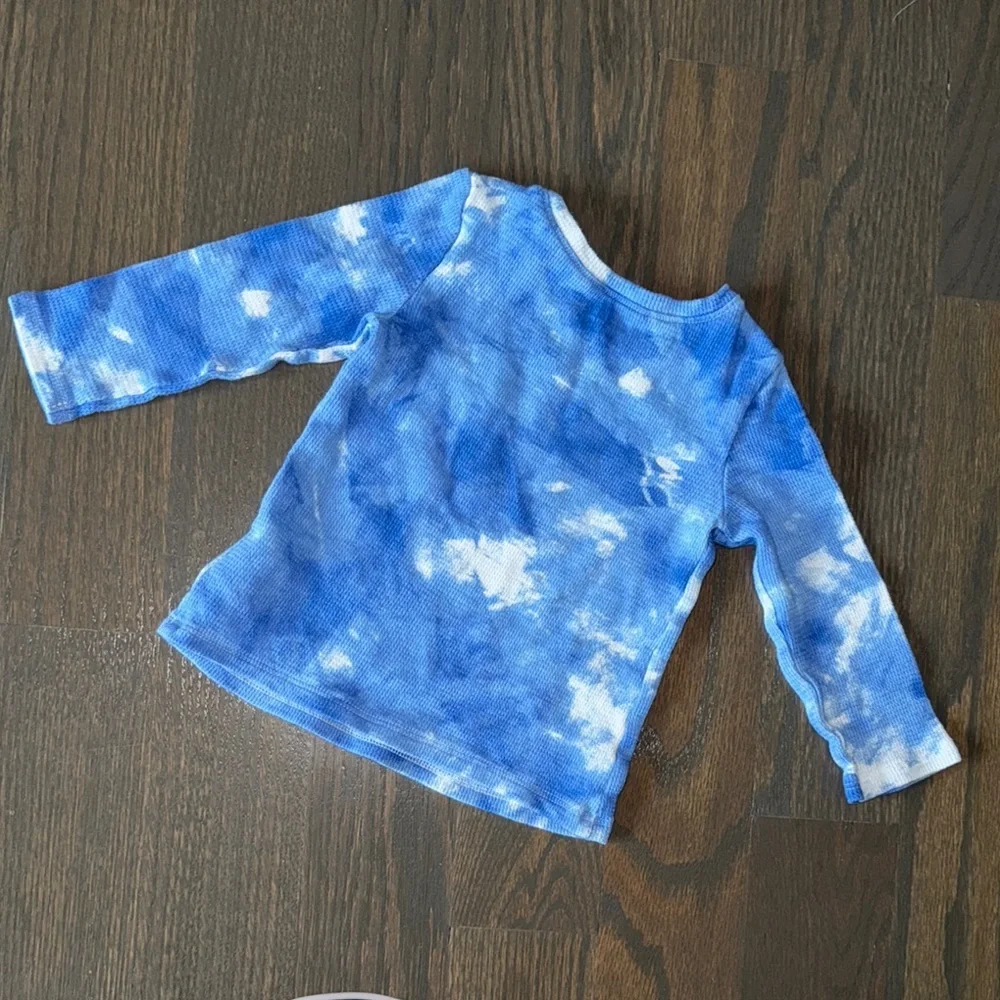 Old Navy Blue Tie-Dye Thermal Long Sleeve Tee | 18-24M